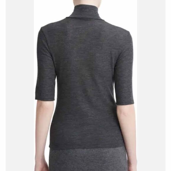 Vince Elbow Sleeve Turtleneck Wool Top Heather Charcoal Medium - Picture 9 of 12